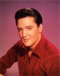 Elvis in red shirt