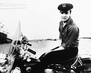 Elvis on a motorcycle

