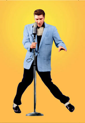 Elvis Presley in blue jacket
