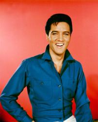 Elvis Presley in charming dark blue shirt