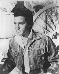 Elvis Presley in jean jacket
