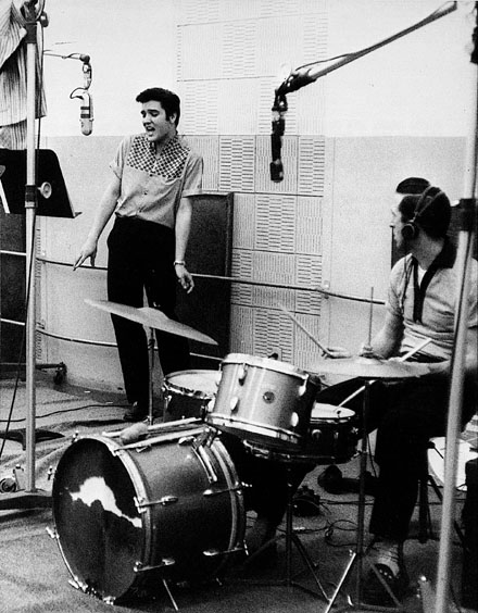 Elvis Presley practiced singing in the studio
