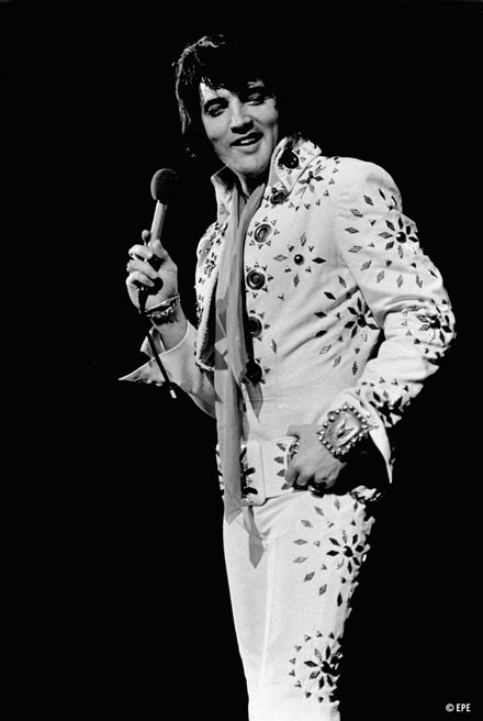 Elvis Presley with medium long hair
