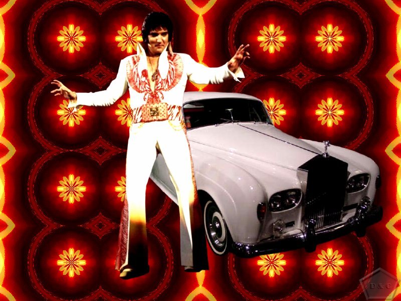Elvis Presley with white car
