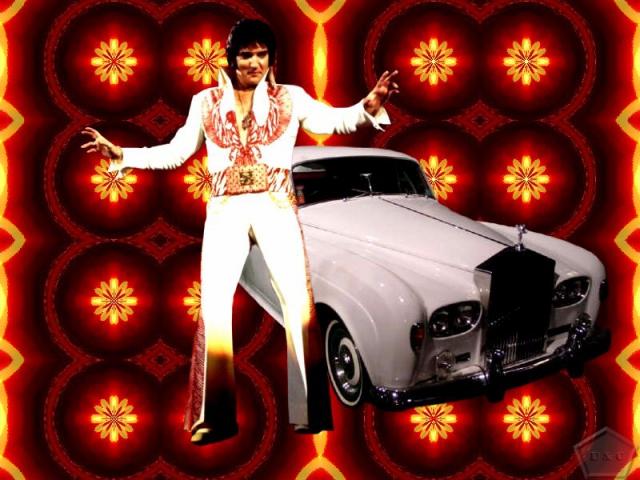 Elvis Presley with white car
