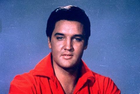 photo of Elvis in red
