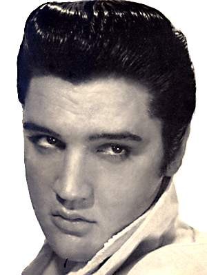 Young Elvis Presley with black shinny hair
