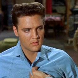 Elvis in baby blue shirt